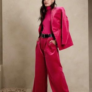 Cabin Red Velvet Wide Leg Pants NWT